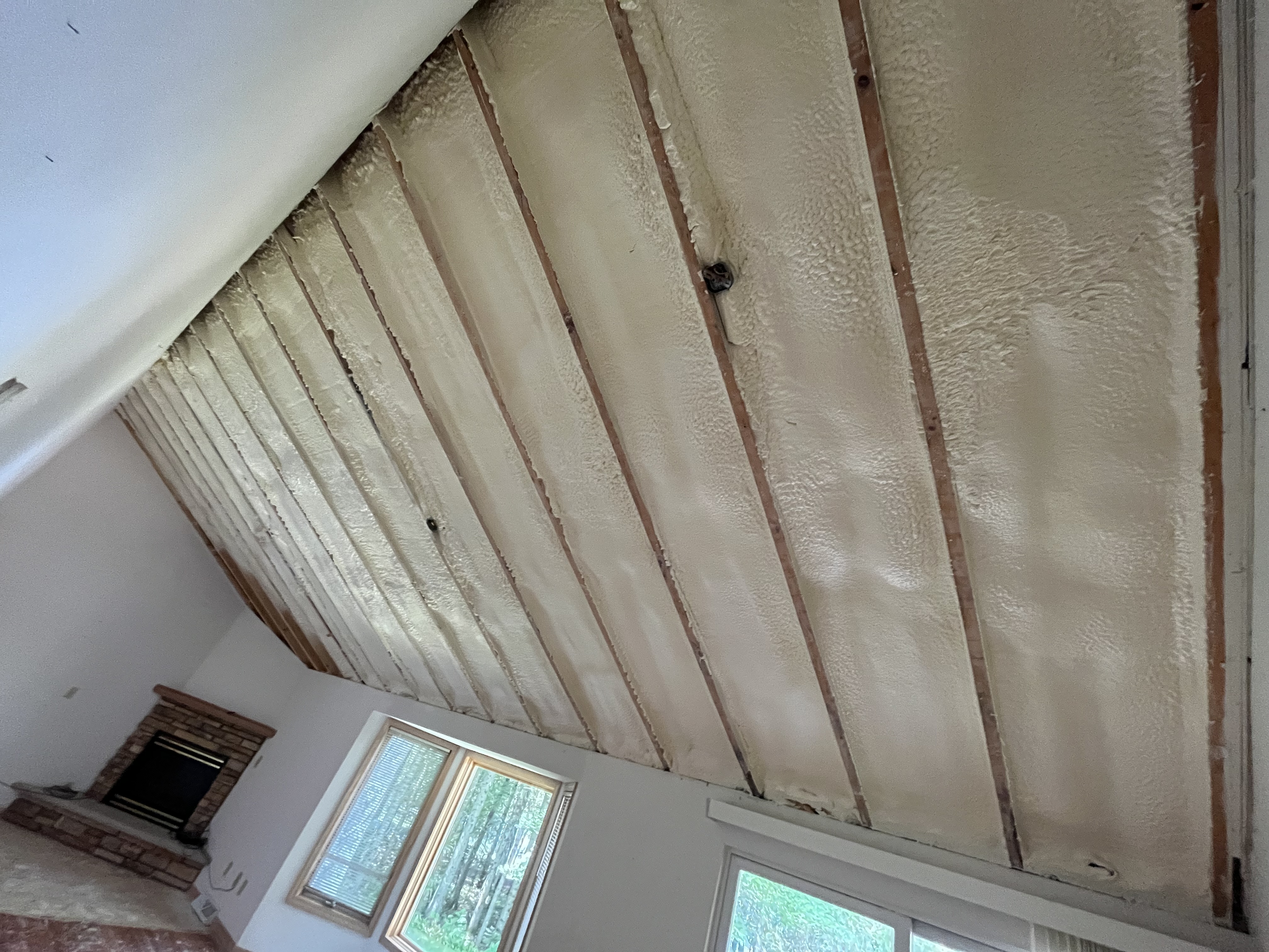Cathedral ceiling closed cell foam
