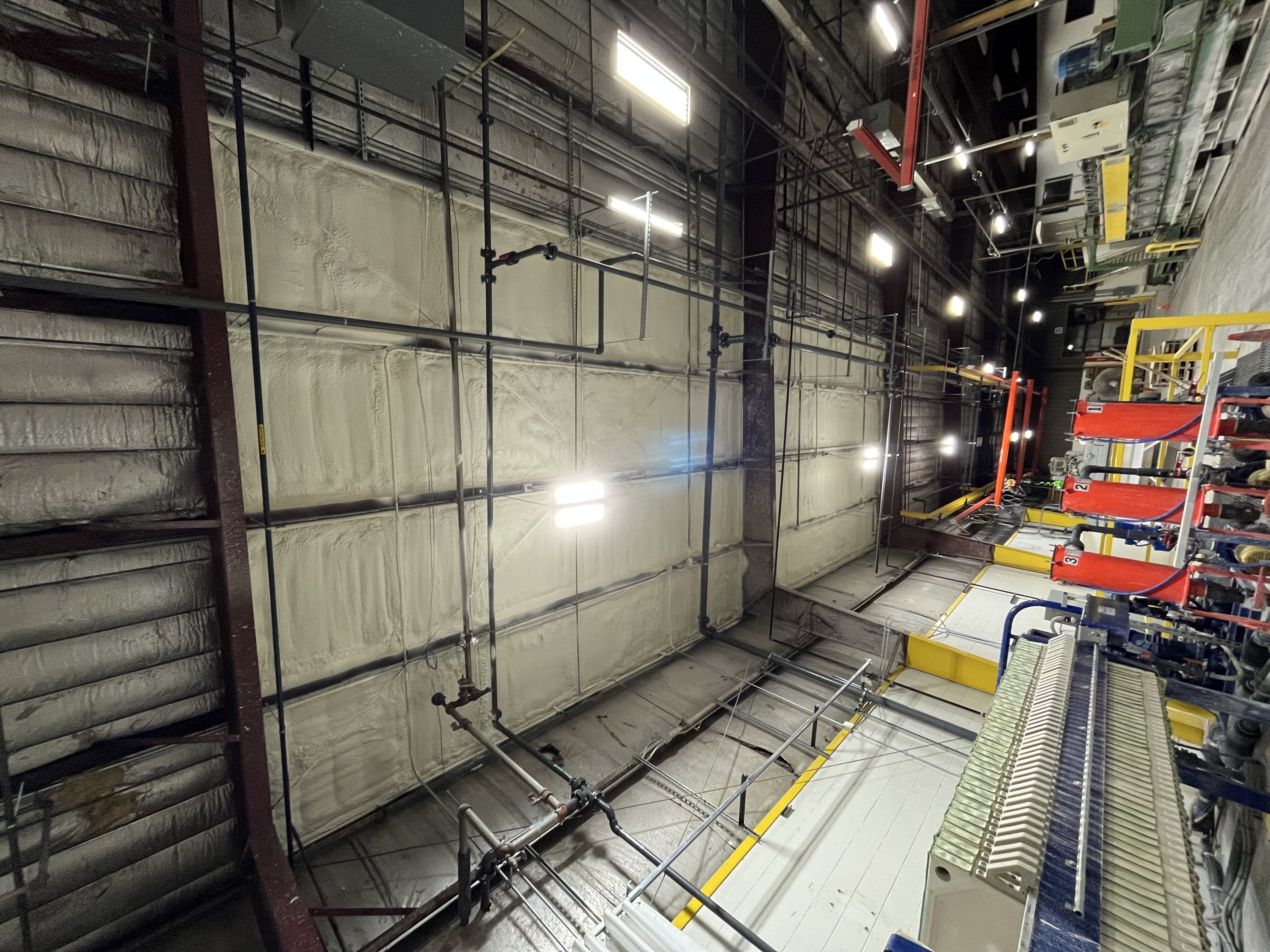 Industrial warehouse spray foam ceiling Wisconsin