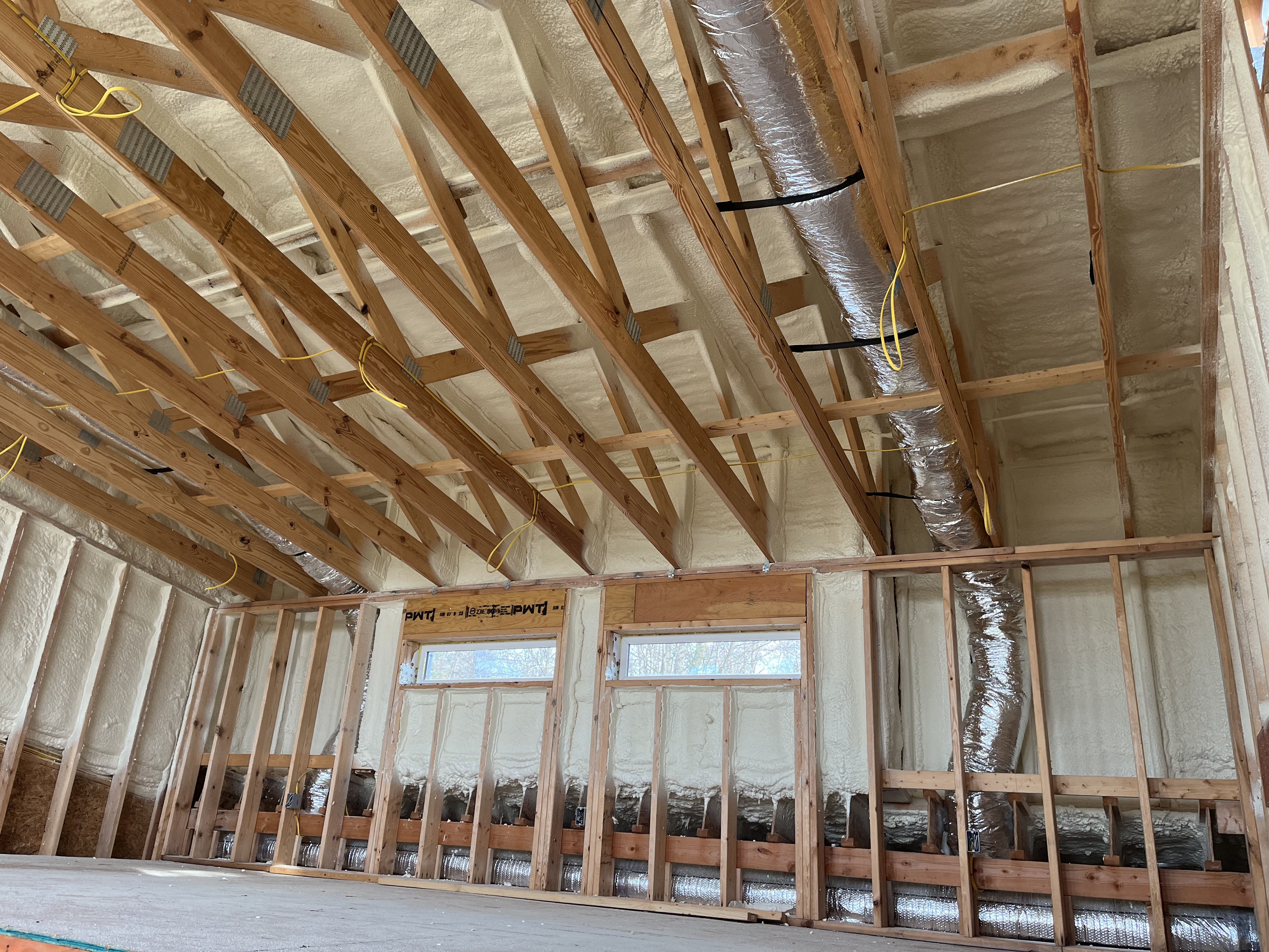 New construction open cell foam rafters